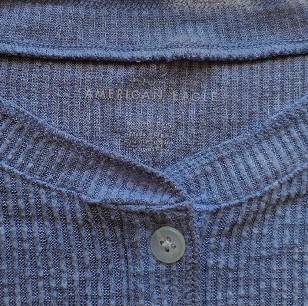American Eagle Outfitters Blue Ribbed Long Sleeve Size XL - Picture 4 of 5